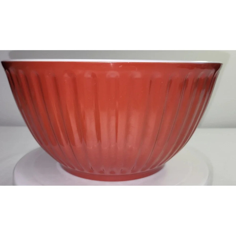 Melamine Mixing Bowl Set Purple Burnt Orange Fluted Ribbed with Lids 2pc